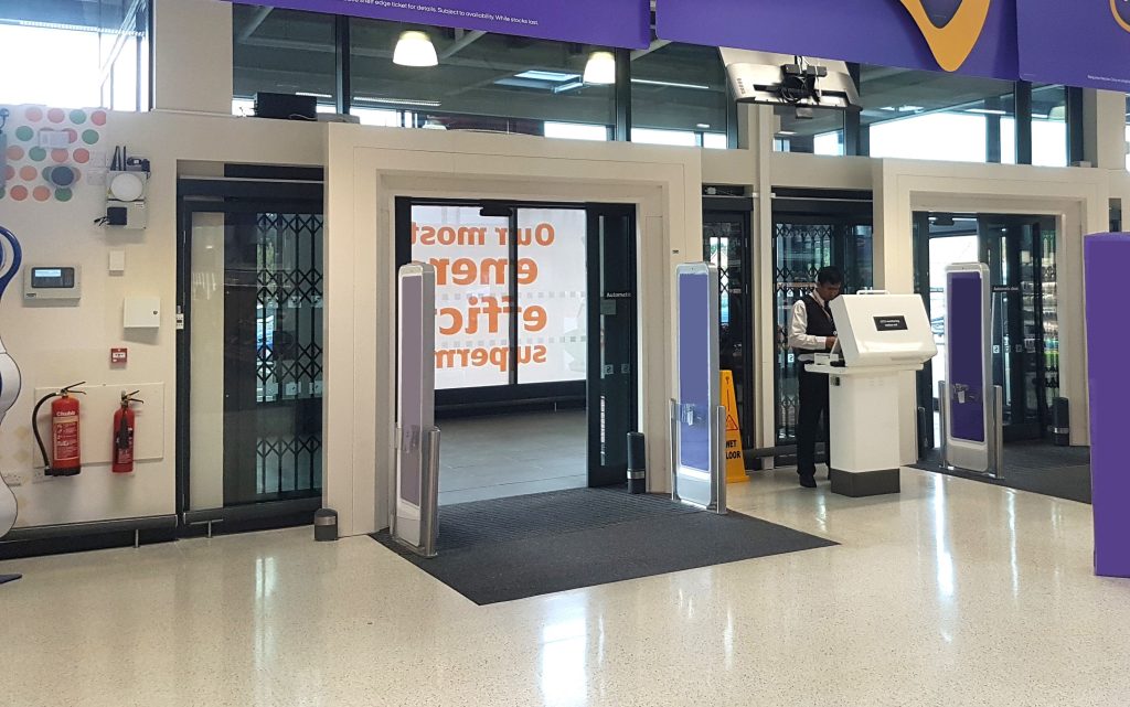 Photograph of the AirDoor installed in the main doors of a store.